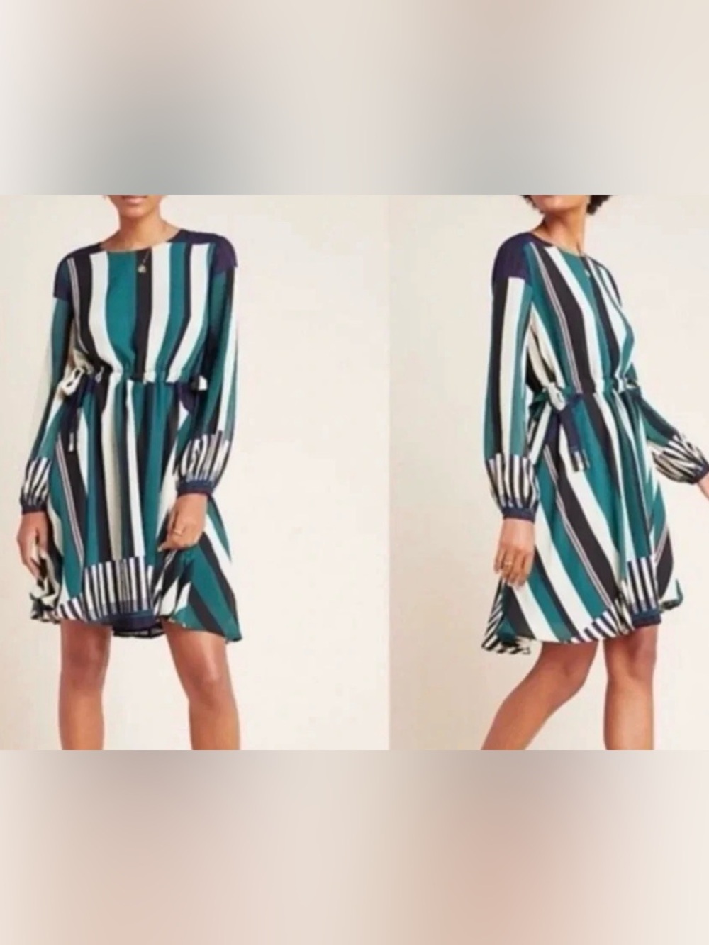 Sunday in Brooklyn Anthropologie Leger green dress Women size S flowy semi-sheer